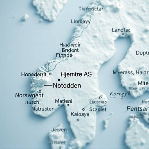 Kart som viser lokasjonen til Hjemtre AS i Notodden.